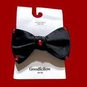 Black Bow Tie Adjustable With Red Sequins